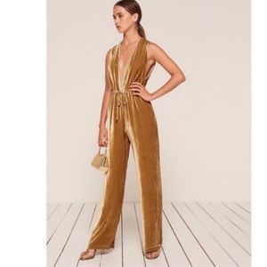 Reformation gold velvet Holland jumpsuit